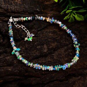 Blue Fire Ethiopian Opal Chips Bracelet in Brass – 11–13 Ct